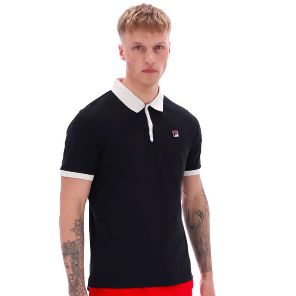 Fila Vintage Panatta 2 Polo in Black/Gardenia White SS25MH035 001 