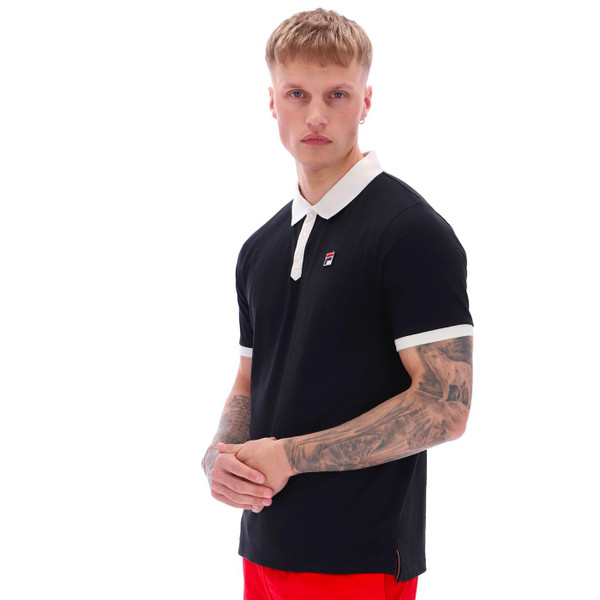Fila Vintage Panatta 2 Polo in Black/Gardenia White SS25MH035 001 