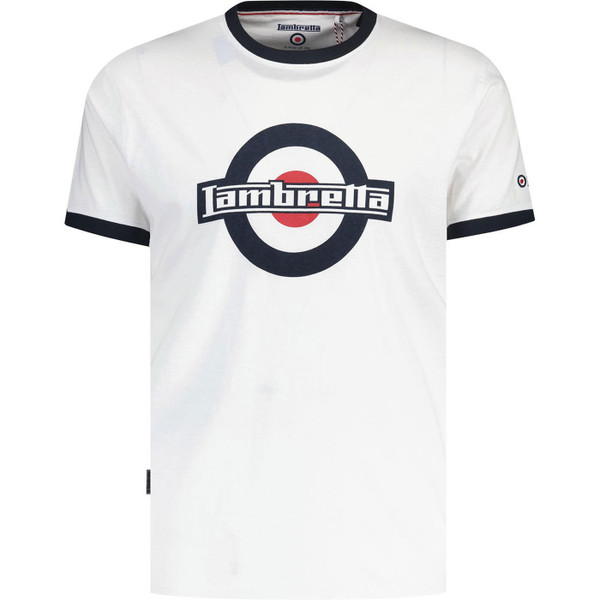 Lambretta Retro 60s Mod Target Ringer T-shirt in White/Navy