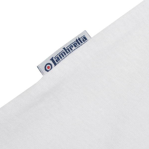 Tab label on Lambretta Retro 60s Mod Target Ringer T-shirt in White/Navy