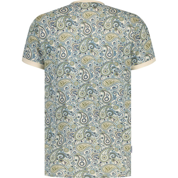 lambretta clothing mens retro 60s paisley pattern ringer neck tshirt wood ash green