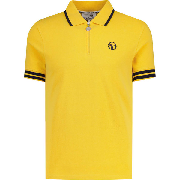 sergio tacchini mens iceberg cuff stripe 1/4 zip polo tshirt daffodil yellow