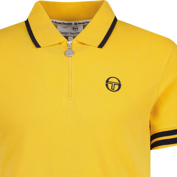 sergio tacchini mens iceberg cuff stripe 1/4 zip polo tshirt daffodil yellow