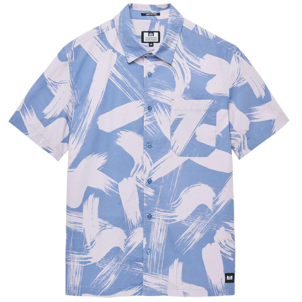 Weekend Offender Toshima Short Sleeve Camo Shirt in Cornflower