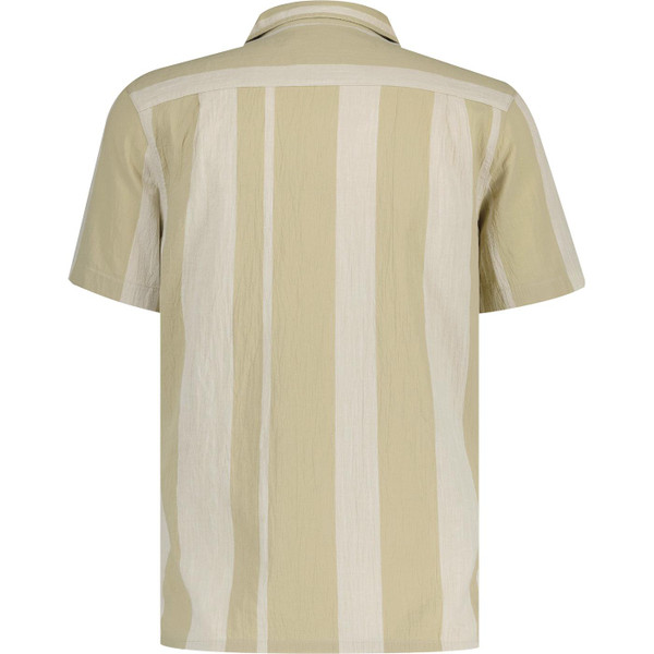farah vintage mens alston stripe crepe short sleeve revere collar shirt hazelnut brown