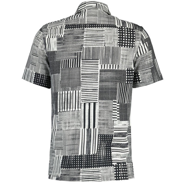 Farah Chiltern Archive Print Short Sleeve Retro Shirt in Black F4WSF055 010