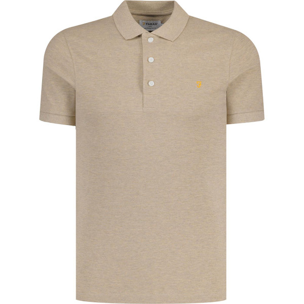farah vintage mens blanes classic mod plain colour pique polo tshirt hazelnut brown marl