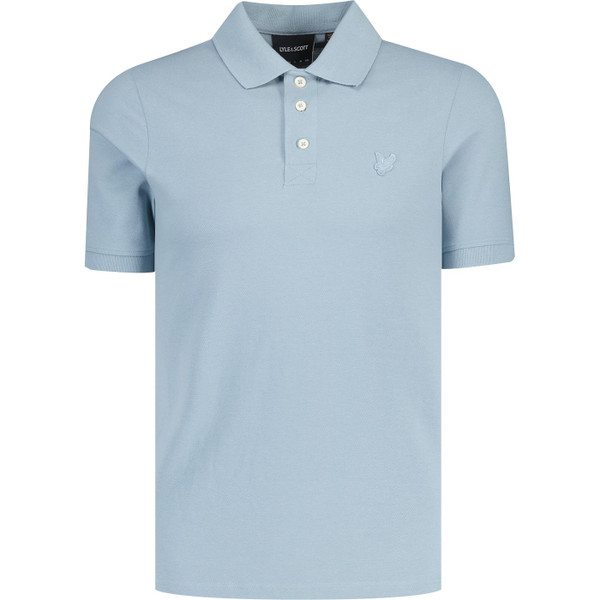 lyle and scott mens tonal eagle plain colour superfine polo tshirt ash blue