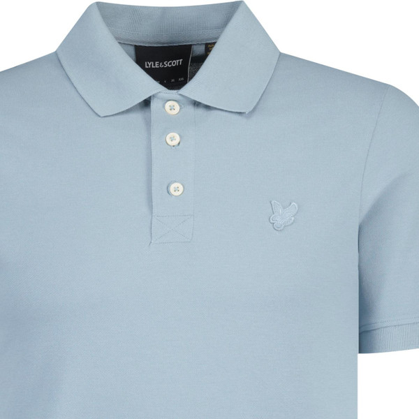 lyle and scott mens tonal eagle plain colour superfine polo tshirt ash blue