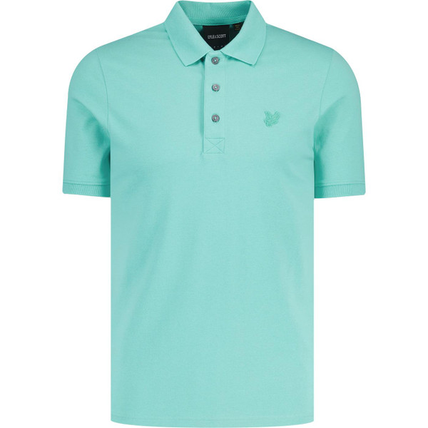 lyle and scott mens tonal eagle plain colour superfine polo tshirt deep aqua