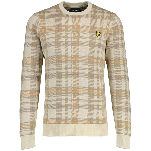 Lyle and Scott Spring Tartan Crew Neck Jumper in Luna KN2220V X588