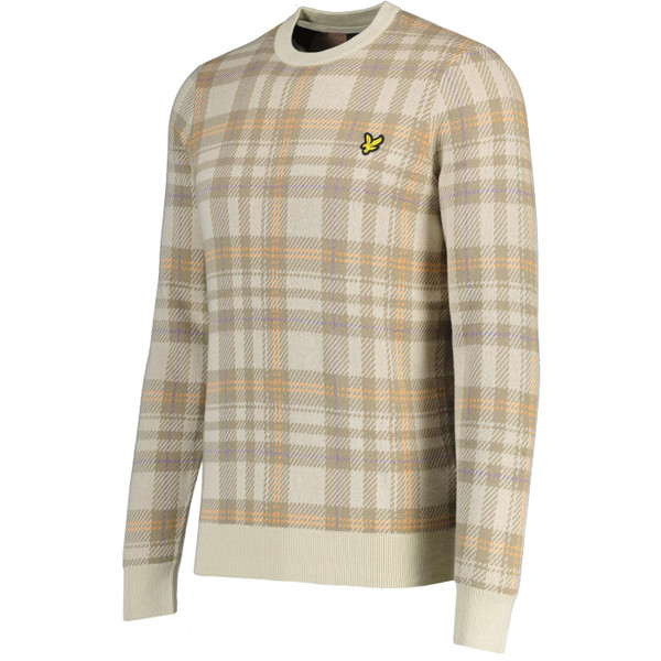 Lyle and Scott Retro 70s Spring Tartan Crew Neck Jumper in Luna KN2220V X588