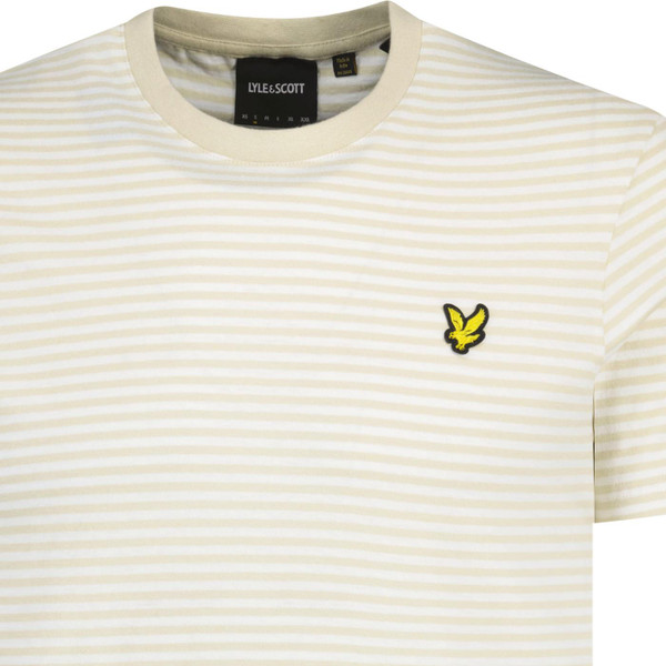 lyle and scott mens linen blend breton stripe crew neck tshirt luna beige white