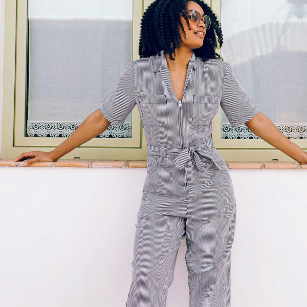 Sugarhill Brighton Meredith Monochrome Stripe Boilersuit
