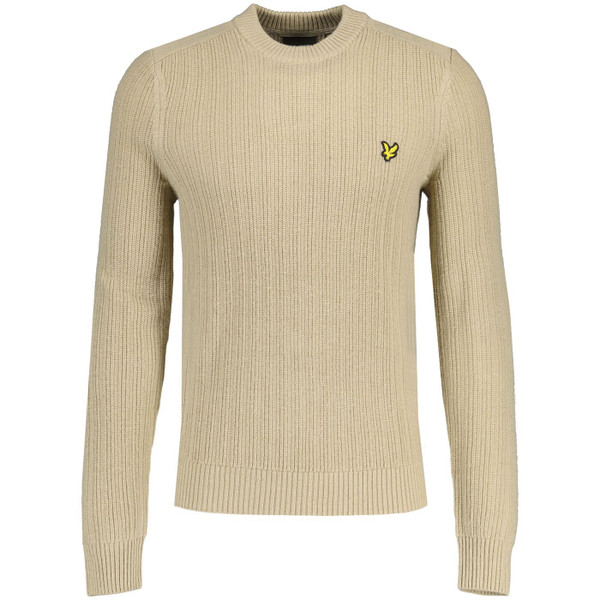 Lyle and Scott Lambswool Blend Ribbed Crew Neck Jumper in Stone KN2212V Z151