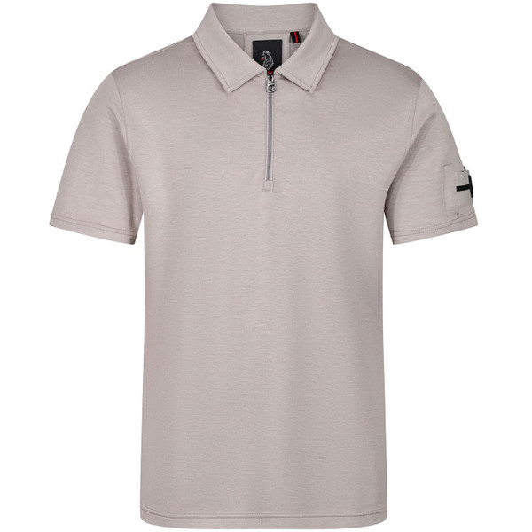 Serg Arm Detail Zip Neck Polo Shirt in Putty by Luke M711402
