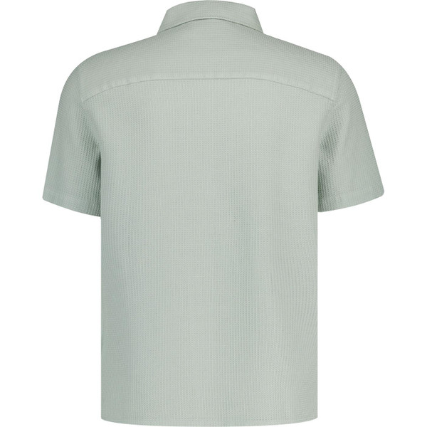 farah vintage mens judson textured plain colour chest pocket short sleeve shirt grove green