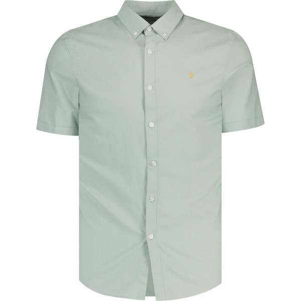 farah vintage mens brewer retro mod short sleeve oxford shirt grove green