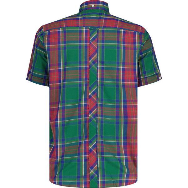 trojan clothing mens multi check mod button down short sleeve shirt green