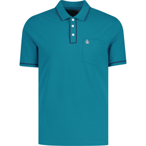 original penguin mens earl tipped sticker pete polo tshirt mosaic blue