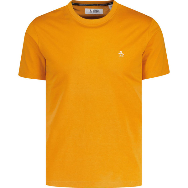 original penguin mens embroidered logo plain crew neck tshirt butterscotch yellow