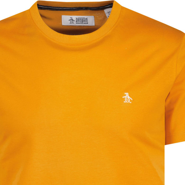 original penguin mens embroidered logo plain crew neck tshirt butterscotch yellow