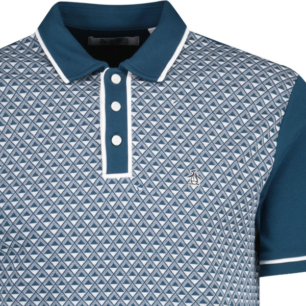 original penguin mens diamond jacquard panel polo tshirt teal original penguin mens diamond jacquard panel polo tshirt teal
