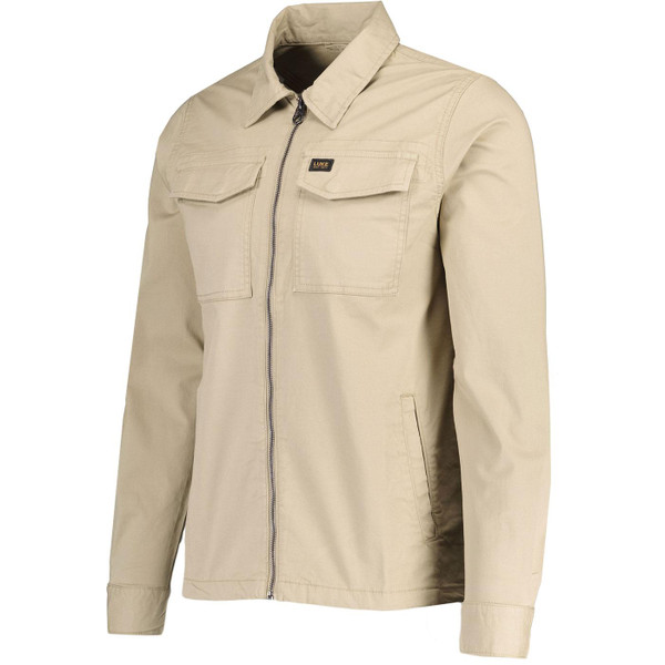 Luke Corinth Men's Retro Military Zip Through Shirt Jacket in Sand M780703