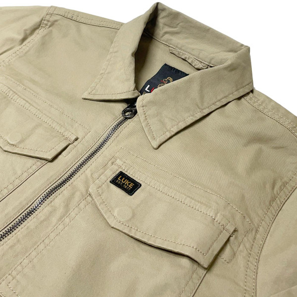 Luke Corinth Zip Through Shirt Jacket in Sand M780703