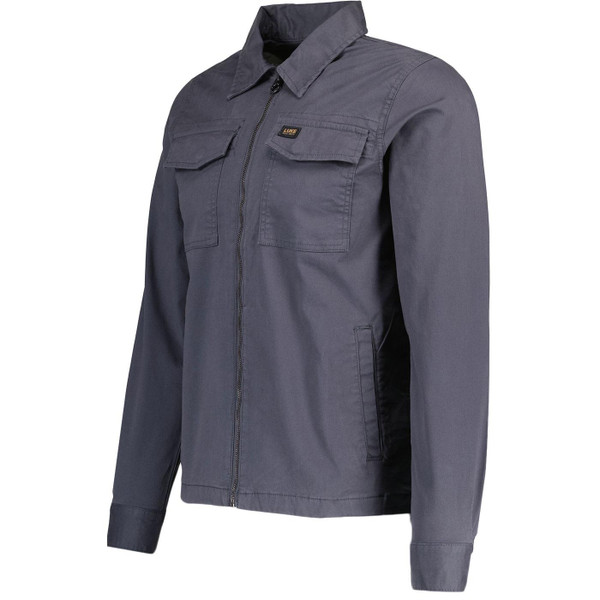 Luke Corinth Retro Zip Through Military Shirt Jacket in Charcoal