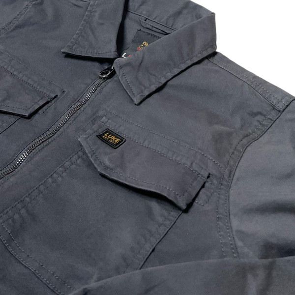 Luke Corinth Mod Zip Through Military Shirt Jacket in Charcoal
