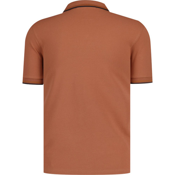 fred perry mens mod twin tipped pique polo tshirt cinnamon brown