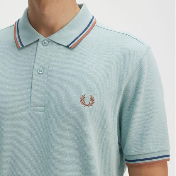 Fred Perry M3600 Y26 Twin Tipped Polo Shirt in Silver Blue