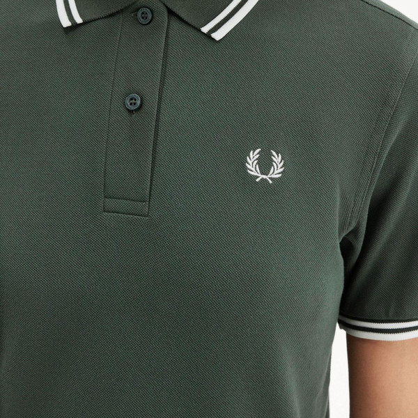 Fred Perry Twin Tipped Polo Shirt in Court Green and Snow White