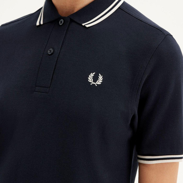 Fred Perry Twin Tipped Shirt in Navy with Oatmeal Tipping G3600 T80