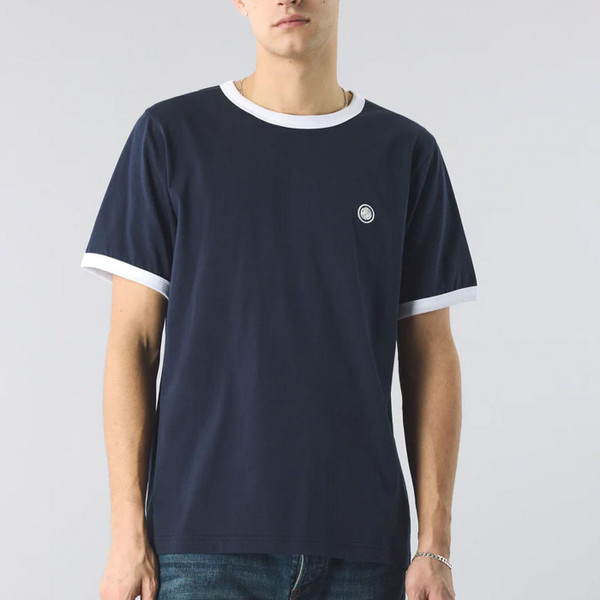 Pretty Green Eclipse Plain Ringer T-Shirt in Navy