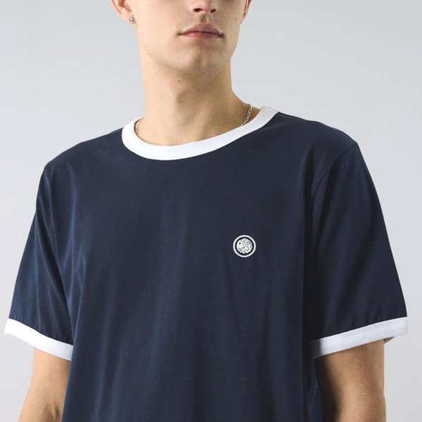 Pretty Green Eclipse Plain Ringer T-Shirt in Navy