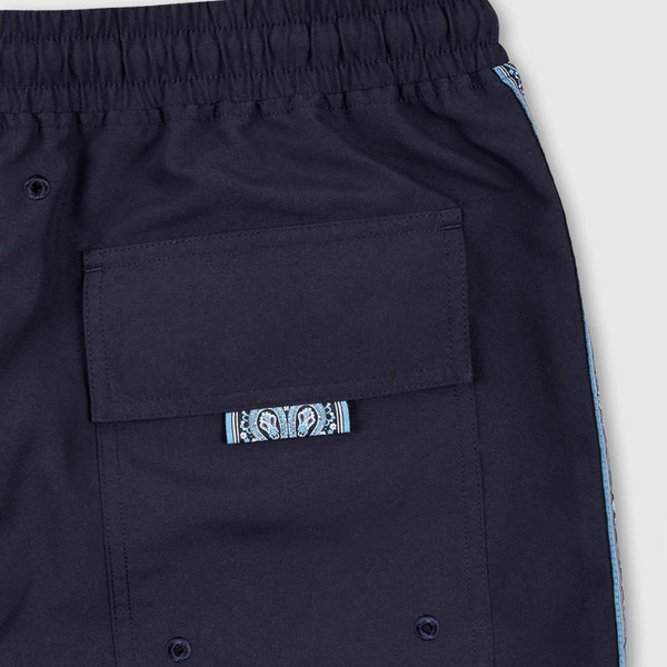Pretty Green Eclipse Taped Swim Shorts in Navy
