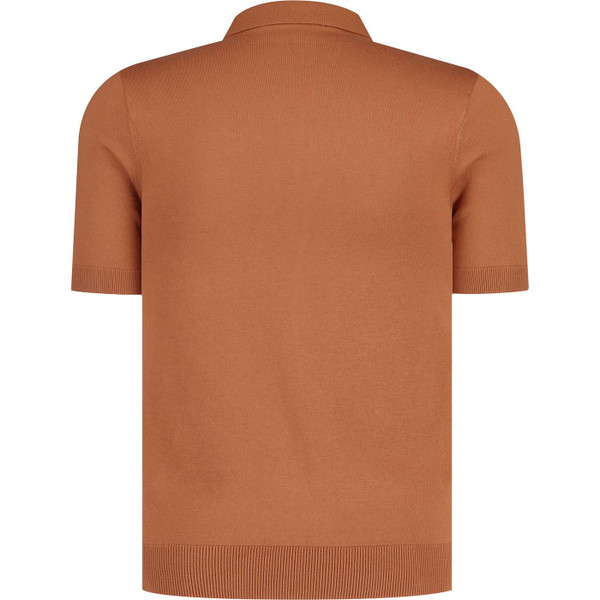 fred perry mens vertical stripe zip neck knitted polo tshirt brown