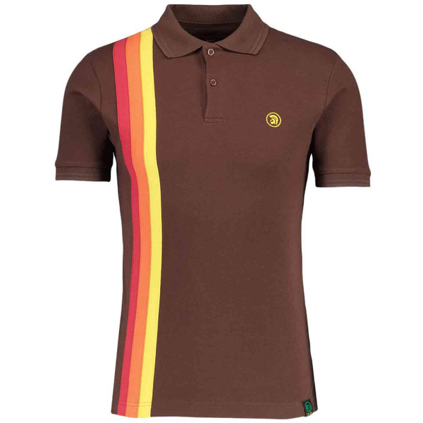 Trojan Records Retro Racing Stripe Pique Polo Shirt in Chocolate TR8937