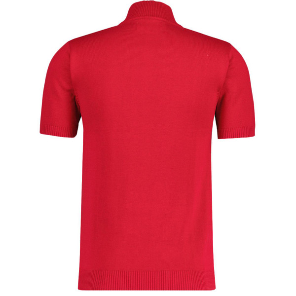 Madcap England Lytton Short Sleeve Retro Chest Stripe Knitted Cycling Top in Red MC1125