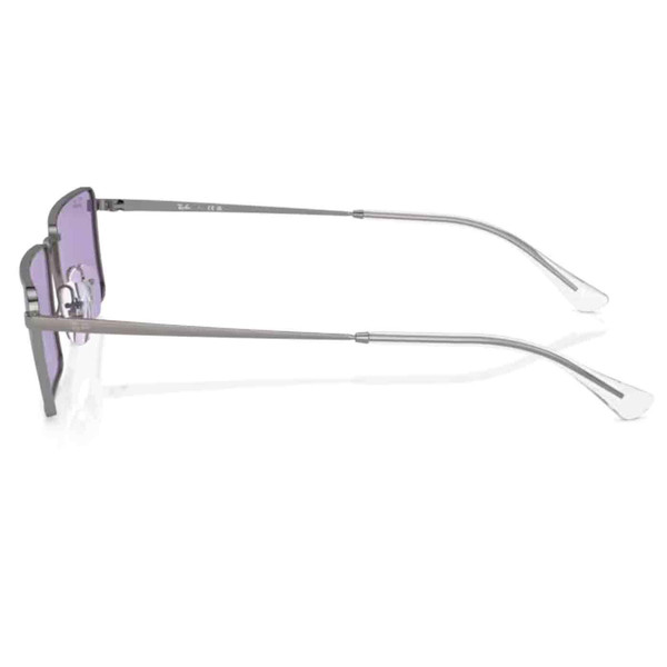 Ray-Ban Emy Rectangular Frame Sunglasses in Gunmetal with Violet Lens RB3741 004/1A