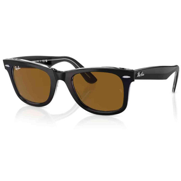 Ray-Ban Original Wayfarer Sunglasses in Black on Transparent with Brown Lens RB2140 12943350