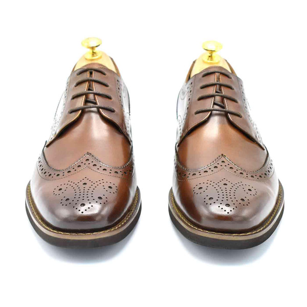 Paolo Vandini Heaney Retro Wingtip Brogue Shoes in Tan
