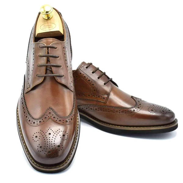 Paolo Vandini Heaney Mod Wingtip Brogue Shoes in Tan