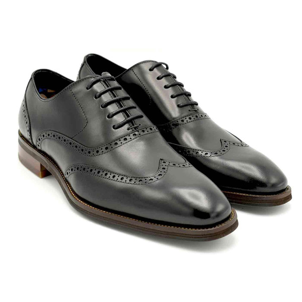Paolo Vandini Newton Retro Oxford Wingtip Brogues in Black