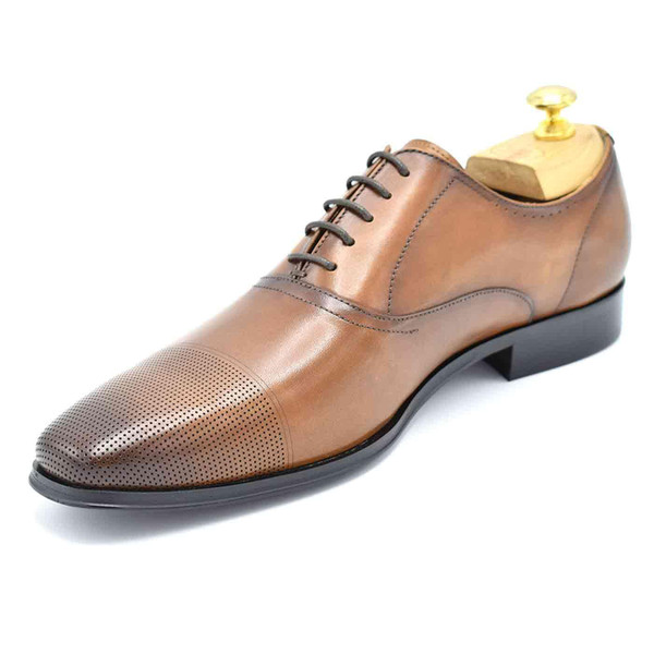 Paolo Vandini Muldoon Men's Mod Toe Cap Oxford Shoes in Tan