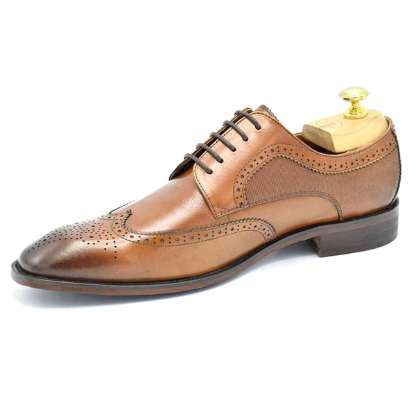 Paolo Vandini Gerard Men's Retro Wingtip Brogues in Tan Leather