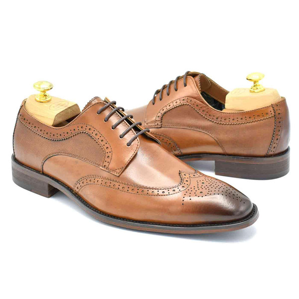 Paolo Vandini Gerard Wingtip Brogue Shoes in Tan Leather