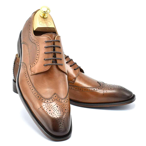 Paolo Vandini Gerard Men's Wingtip Brogue Shoes in Tan Leather